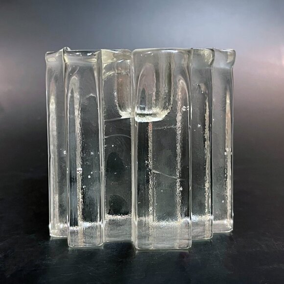 Bohemian Crystal Glass Ice Block Candle Holders Set of 3 Bohemia Glass - Picture 12 of 16